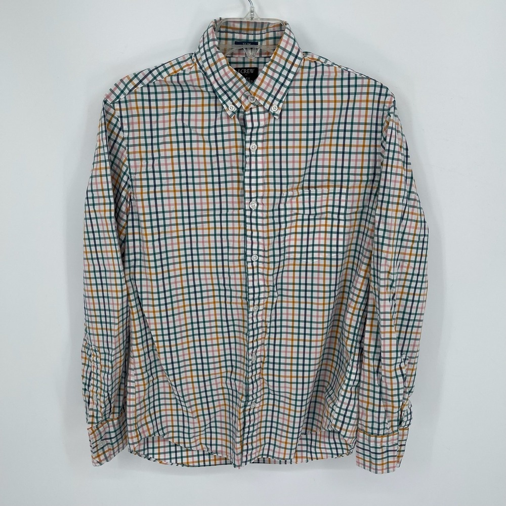 J.Crew Men's Multicolor Slim Untucked Flex Washed Plaid Button-Down Shirt Size M